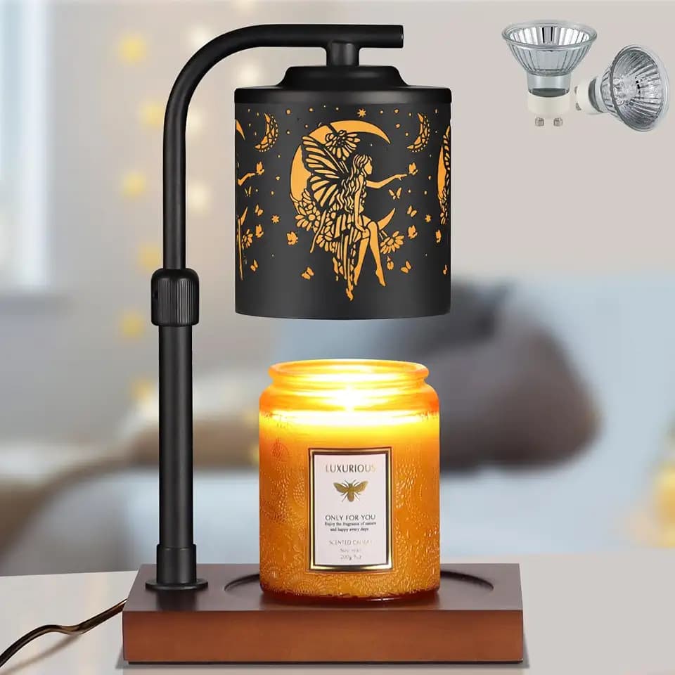 Electric Candle Warmer Lamp Adjustable Height Dimmable for Jar Candles Moon