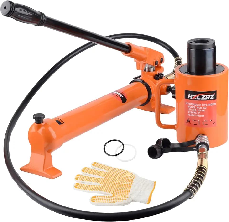 HZLZRZ 20 Ton Hydraulic Cylinder Jack Porta Power Ram 2" Stroke, CP-700B Manual Hydraulic Hand Pump, Hollow Single Acting Lifting Cylinders for Machinery Shipbuilding
