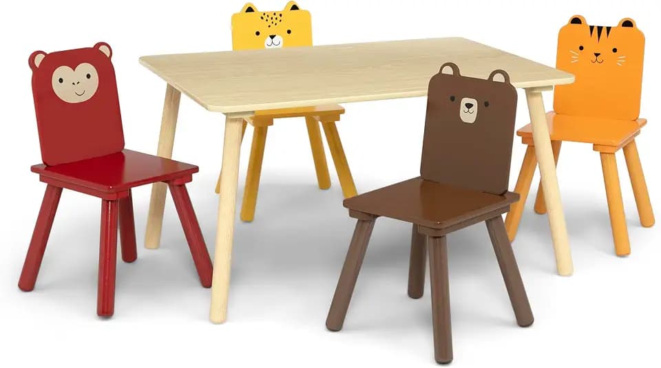 Delta Children Animal Safari Table & 4 Chair Set, Activity Table for Kids