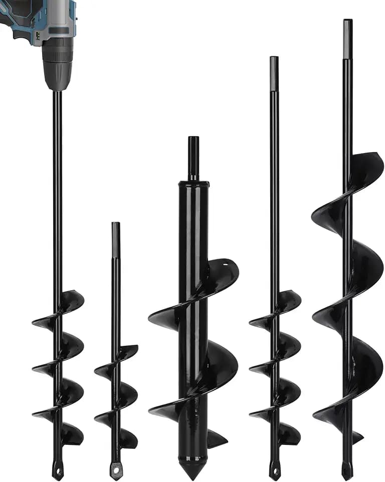 Auger Drill Bit for Planting 4 Pack, Fit 3/8" Hex Drill, Black