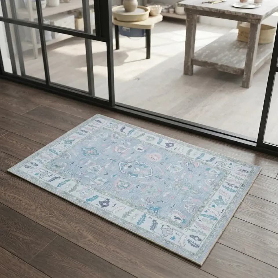 Fame Rugs Lavender Modern Oushak Rug 3x5, Washable Vintage Turkish Colorful Oriental Antique Inspired Foldable Small Area Rugs, Luxury Living Room Bedroom (386PBL, 2'6" x 5')