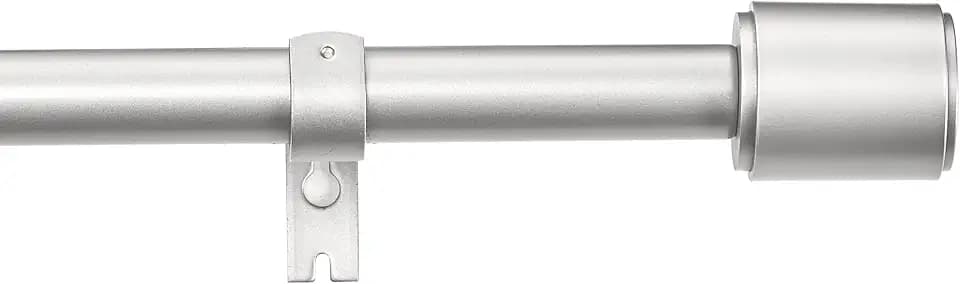 Amazon Basics 1-Inch Diameter Wall Curtain Rod with Cap Finials, 36" to 72", Nickel, Window Hardware