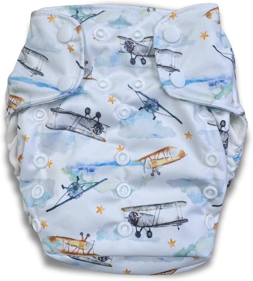 Smart Bottoms Organic Cotton All-in-One Cloth Diaper, One Size Reusable Adjustable Baby Diaper, Smart One 4.0 - First Flight