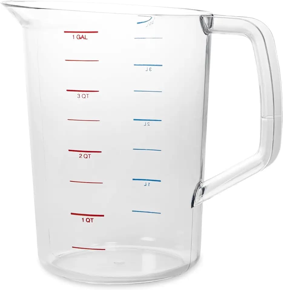 Rubbermaid Commercial Products Bouncer Clear Measuring Cup, 16-Cup/4-Quart, Clear, Strong Food Grade, Easy Read for Liquid/Dry Ingredients, for Home/Professional Kitchen