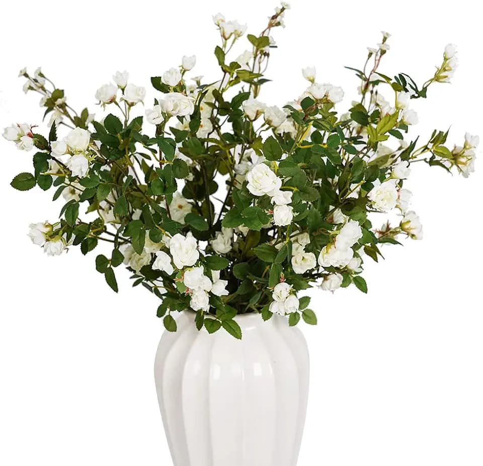 Melorca&Guilla Artificial Flowers Fake Flowers,6PCS 29" Artificial Rose for Vase, Long Stems White Artificial Flowers Faux Flower Arrangements for Shop Garden Office Home Décor(6, White Rose)