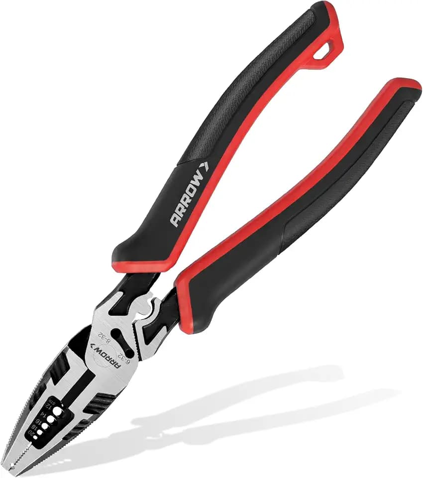 ARROW 6-in-1 Linemans Pliers, 8" Multipurpose Linesman Pliers, Side Cutters