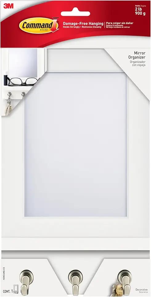 Command Mirror Organizer, Quartz, 1 Organizer, 8 Strips