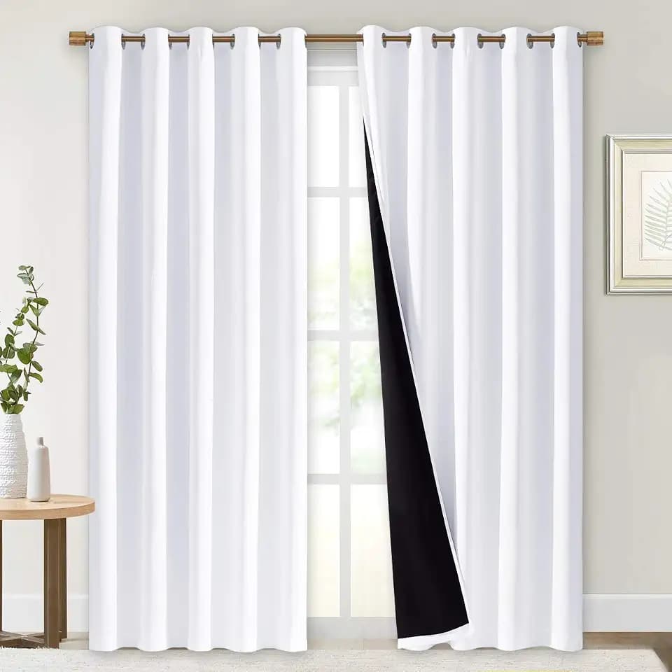 NICETOWN White Blackout Curtains for Nursery 70" Wide x 84" Long 2 Panels