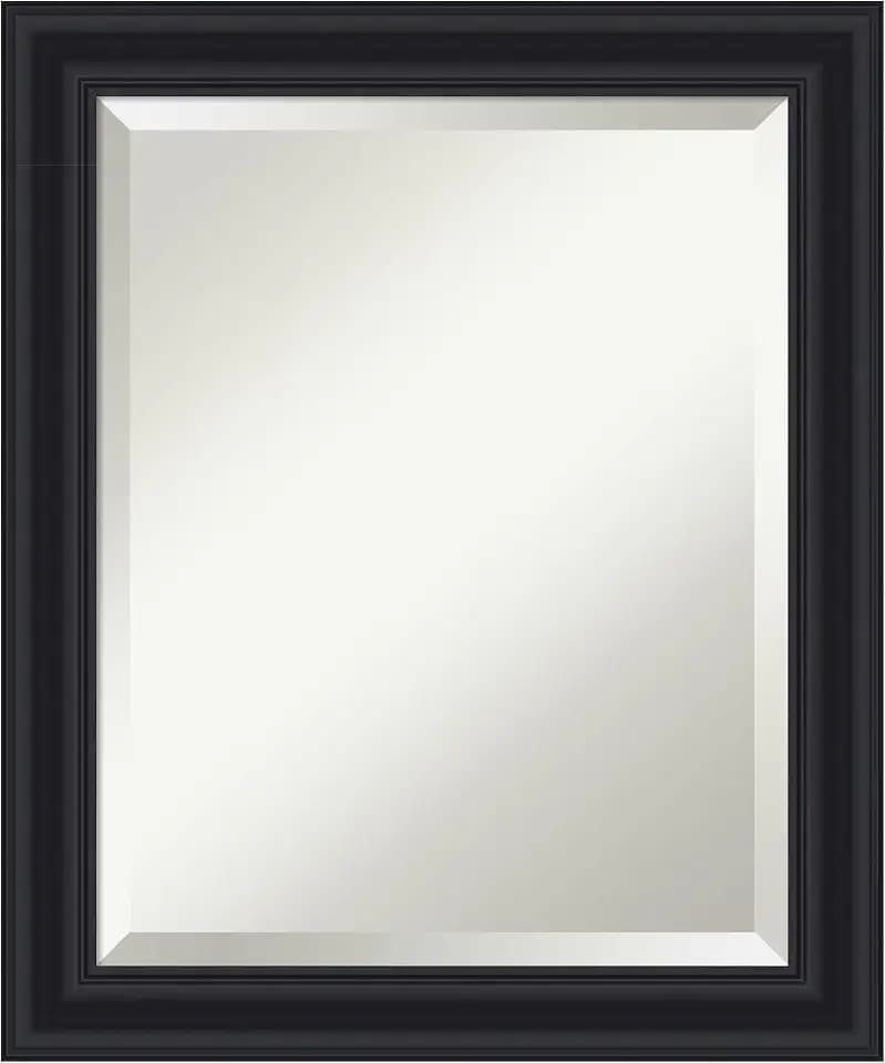 Amanti Art Black Bathroom Mirror for Over Sink, 24x20 Dalat Black Rectangle Vanity Mirror, Small Traditional Frame, Hangs Horizonally and Vertically, Bathroom Wall Decor, Beveled Edge