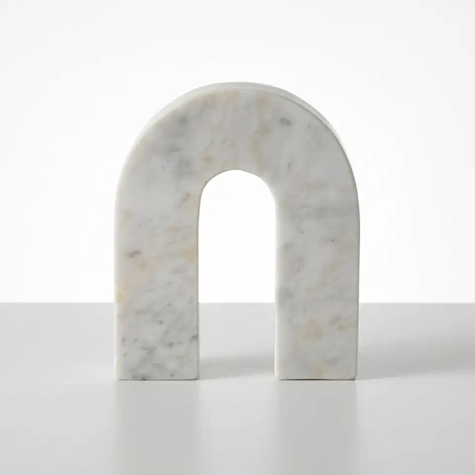Sagebrook Home White Marble Decorative Arch Sculpture – Modern Stone Accent for Home, Office, Bedroom, Living Room – 6x2x7 Inch