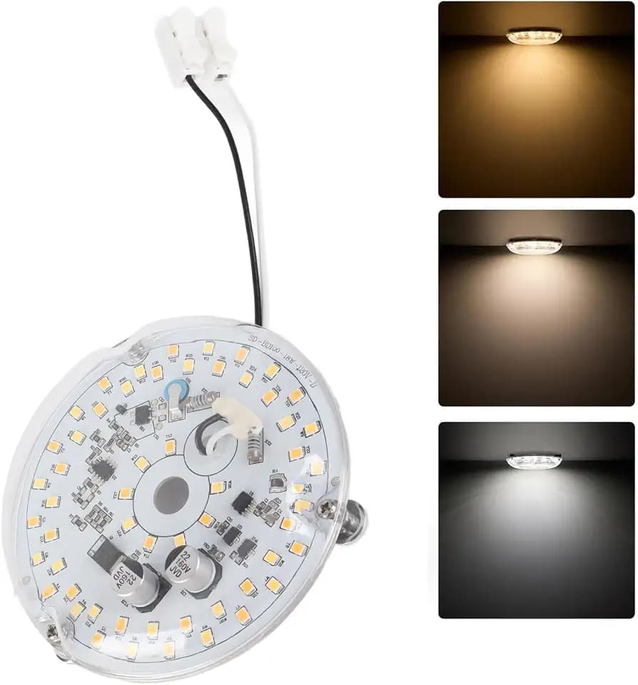 Asixxsix Ceiling Fan LED Light, 3.93 Inch LED Retrofit Kit, AC 18W 2000LM 3 Color Temperature Dimmable Ceiling Fan Light Replacement Panel, Easy Installation