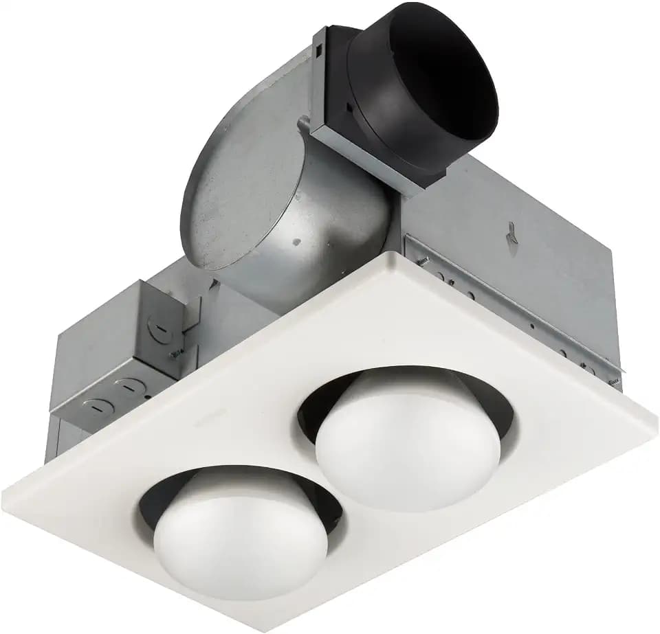 Broan-Nutone 164 Bulb Heater and Fan, Energy-Saving 2-Bulb Infrared Type IC Ceiling Heater, White, 250-Watt, 4.0 Sones, 70 CFM