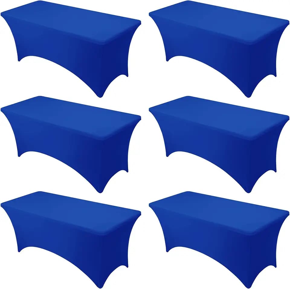 6-Pack Royal Blue Spandex Tablecloths for 6ft Rectangle Tables