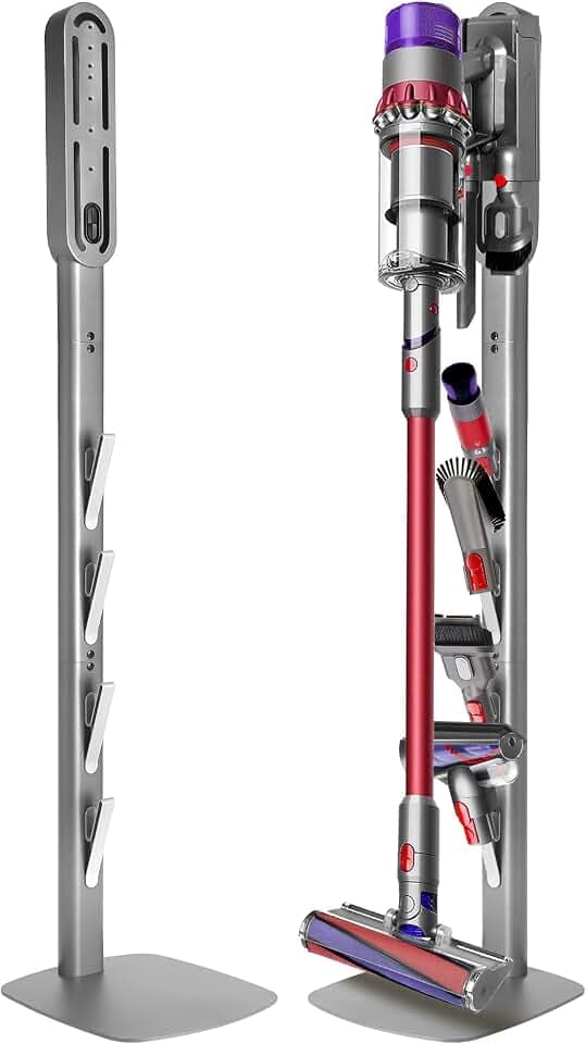 Vacuum Stand, Heavy-Duty Metal Bracket Organizer with 4 Accessory Hooks