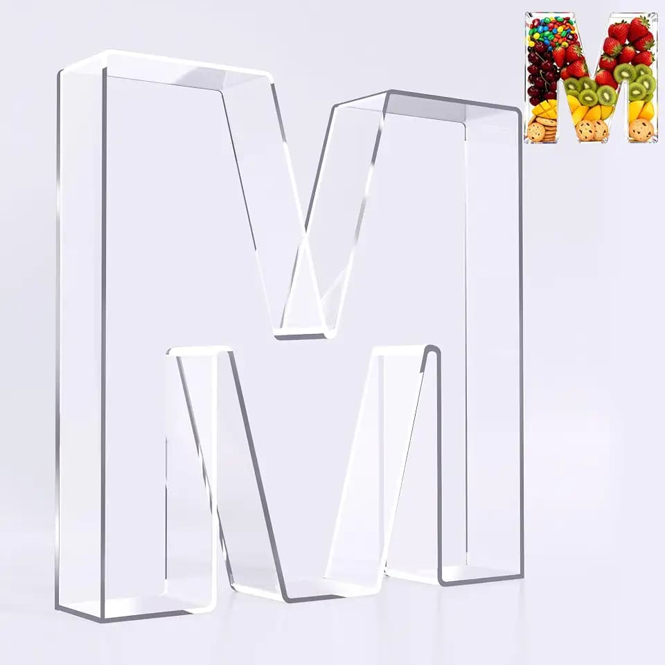 Ledido Reusable 10'' Fillable Acrylic Charcuterie Board Box Letter M