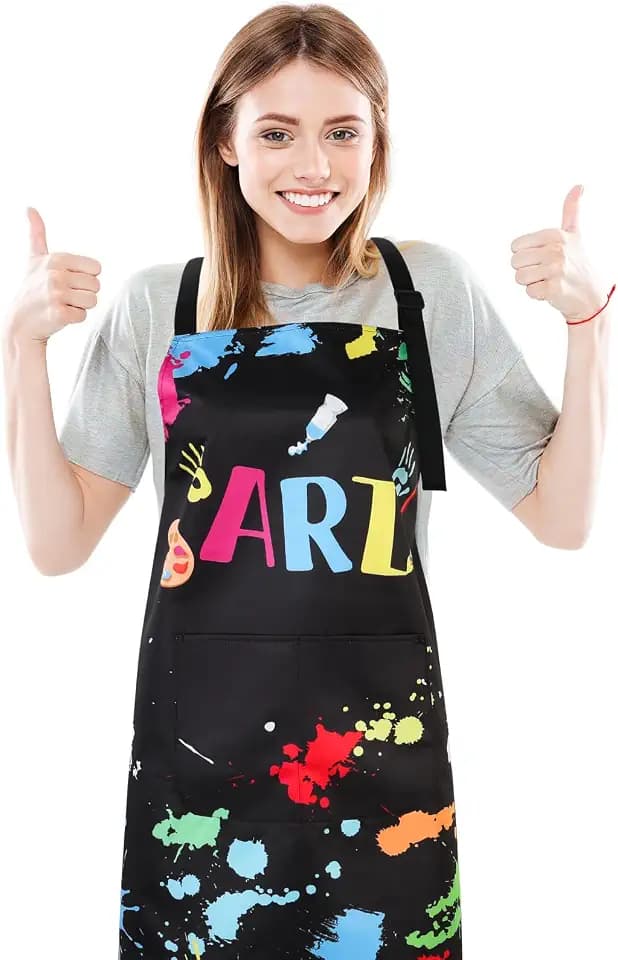 Painting Artist Apron with Pockets, Waterproof Painting Aprons for Adults, Adjustable Art Apron Bib Apron