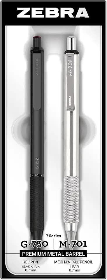 Zebra Pen STEEL G-750 & M-701 Retractable Pen and Pencil Gift Set, 2-Pack