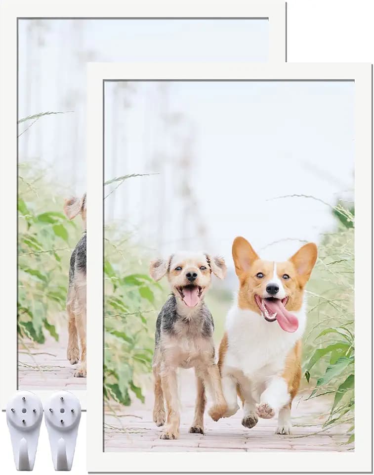 13x19 Picture Frame Set of 2, White Photo Frames for Gallery Wall Hanging