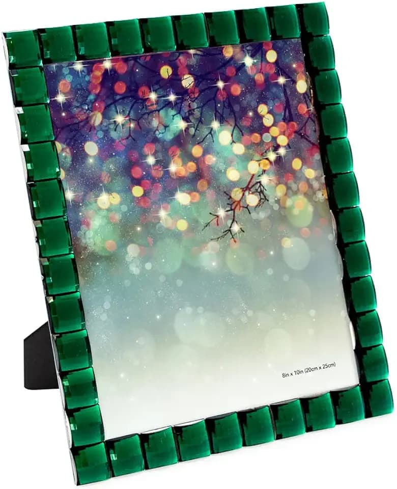 Isaac Jacobs Decorative Sparkling Jewel Picture Frame (8x10, Emerald Green)