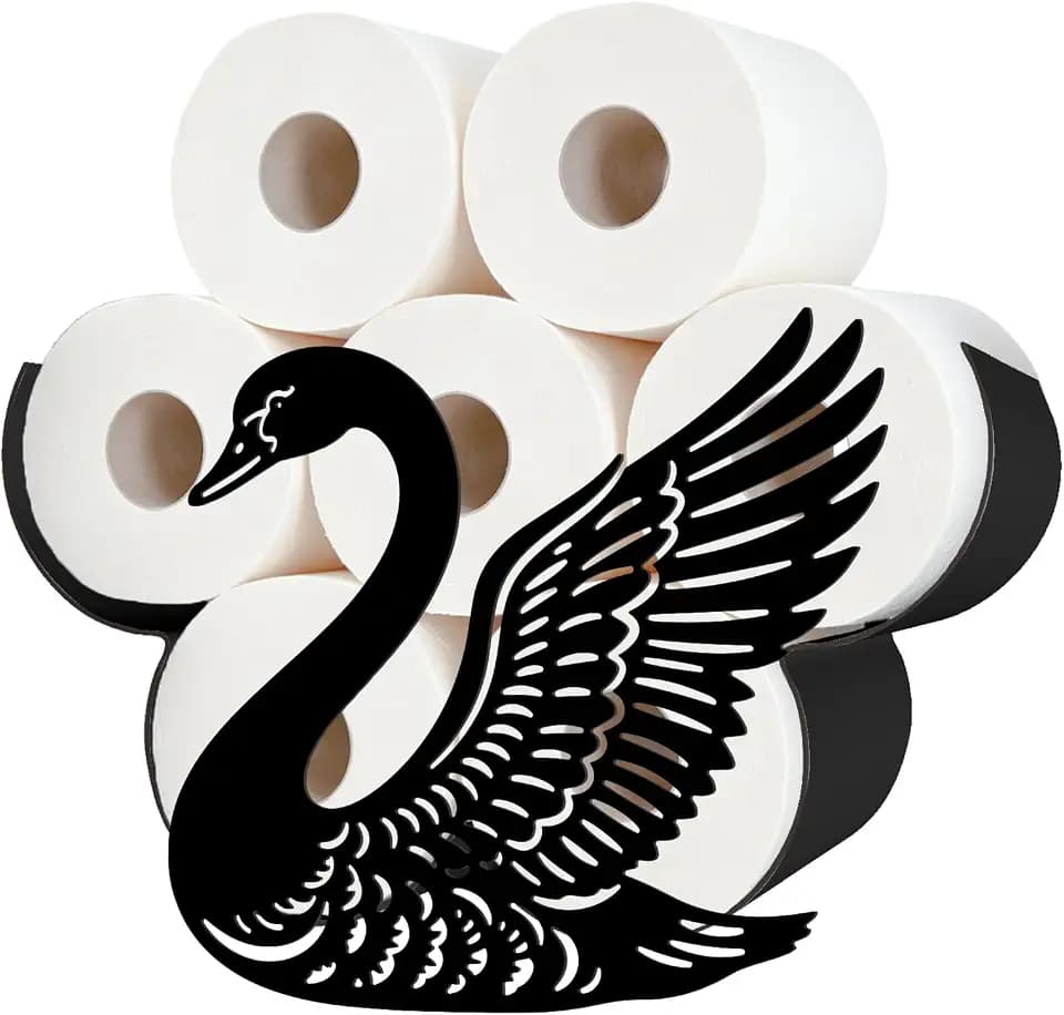 Swan Toilet Paper Holder Wall Mount/Stand for Extra 8 Rolls