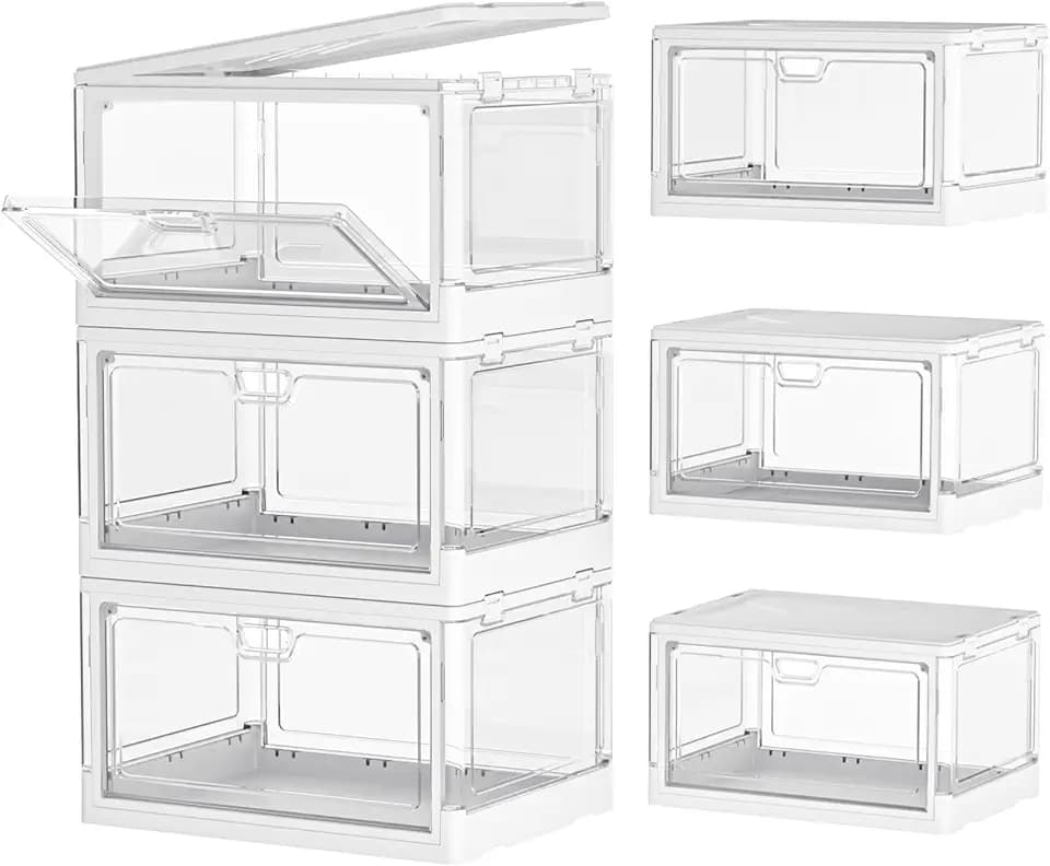 Kmiectse Clear Storage Bins with Lids 3 Pack 【Stackable & Sturdy】