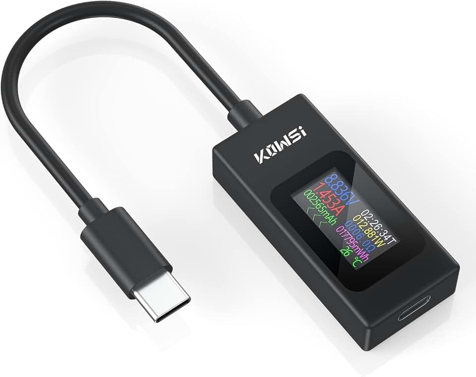 USB C Tester Messgerät Voltmeter USB Multimeter Typ-C Strommesser Spannung und Strom Tester 4-30V 0-6.5A PD QC USB Power Meter Kapazität Spannungsprüfer Strommessgerät