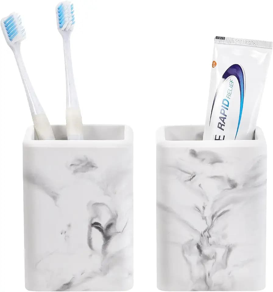 Luxspire Toothbrush Holders, Diatomite, 2 Pack, Marble