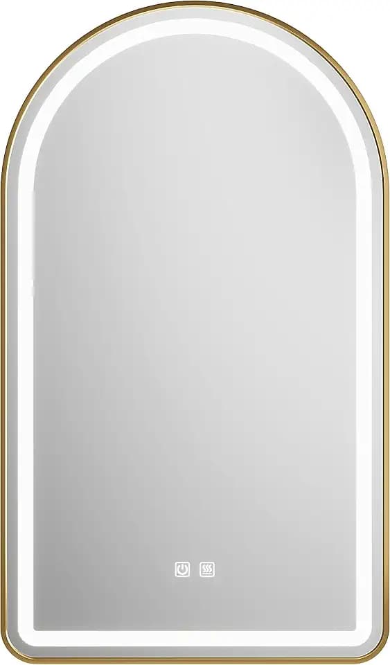 Arched Bathroom Mirror 30"x40", Gold, LED Tempered Glass