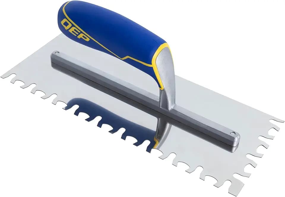 QEP Euro Notch Stainless Steel Trowel with Comfort Grip Handle