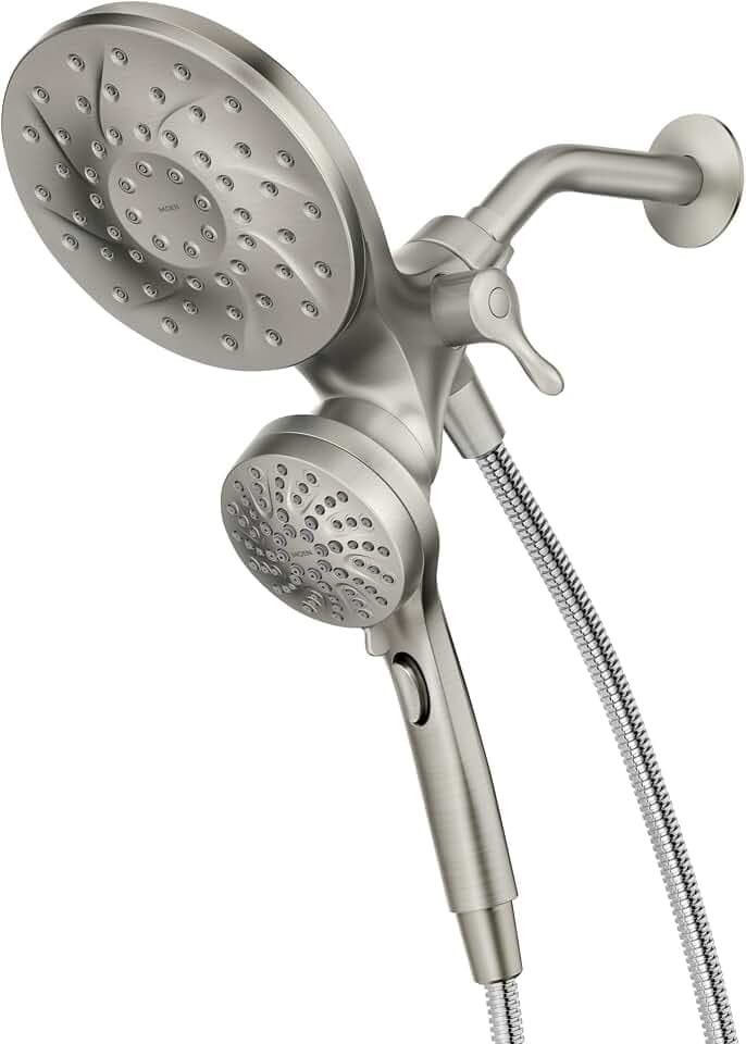 Moen 26009SRN Engage Magnetix 2-in-1 Combo Rain Showerhead with Handheld Spray, Magnetic Docking System, Spot Resist Brushed Nickel, 6-Spray Settings, 2.5 GPM