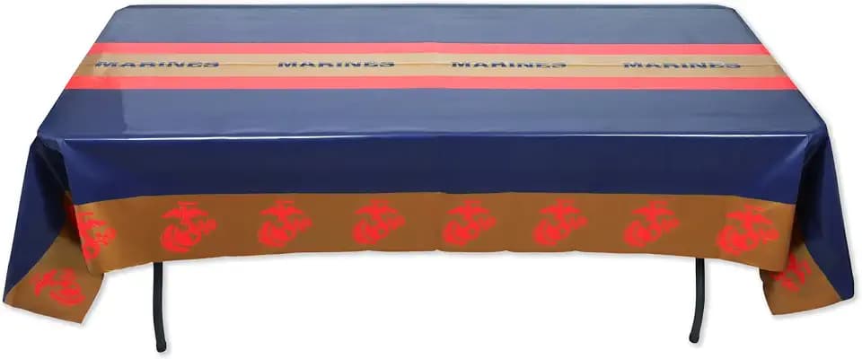 Havercamp U.S. Marines Plastic Tablecloth-9ft x 4.5ft Party Cover Decor