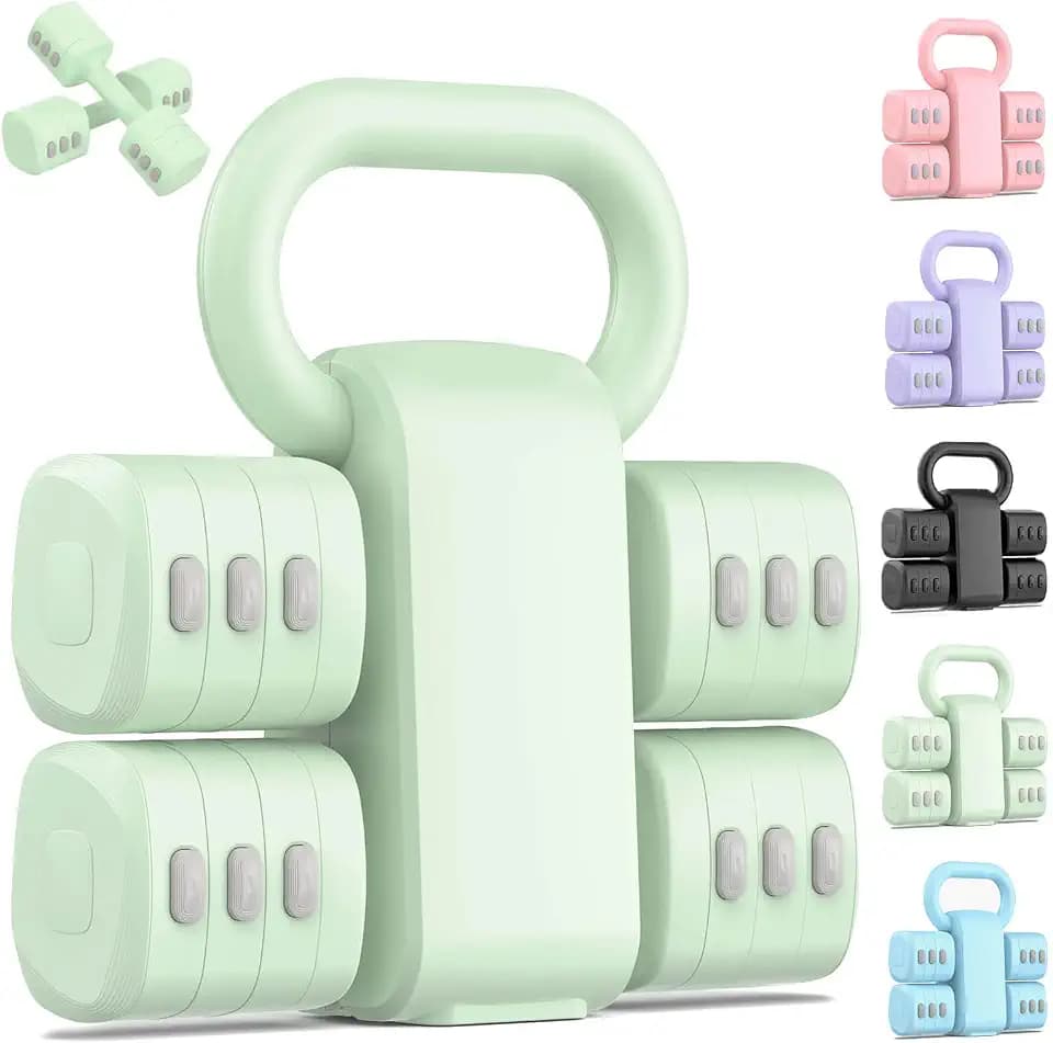 2-in-1 Adjustable Dumbbell Set, 4-Level Weights for Women