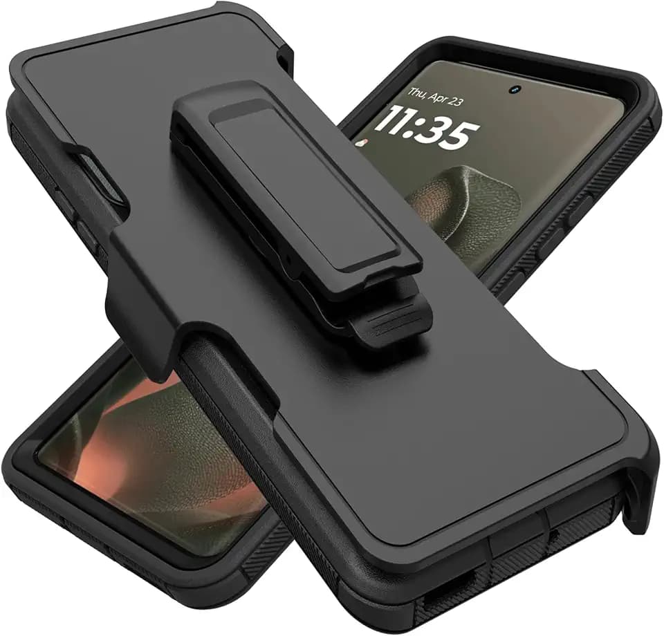for Motorola Edge 2025 Case, Heavy Duty Protective Case Dustproof Shockproof Drop Protection, 3 in 1 Rugged Cover for Motorola Moto Edge 5G 2025 (Black with Belt Clip)