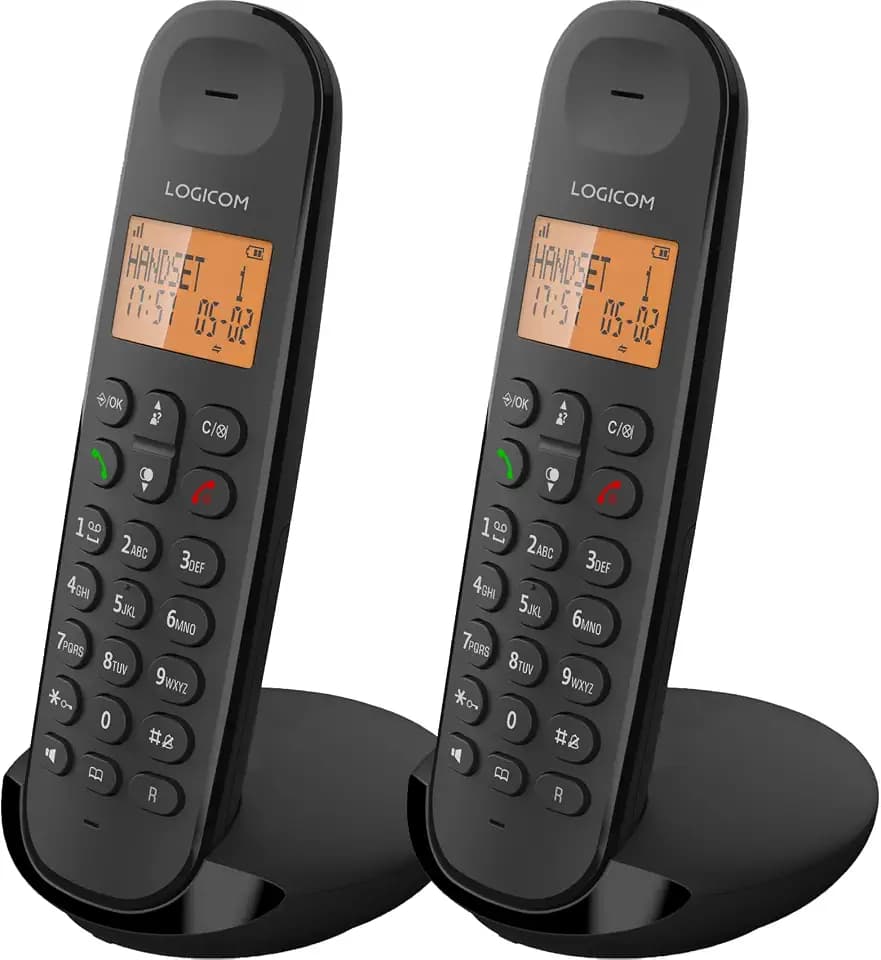 Logicom - Iloa 250 - DECT Schnurlostelefon Duo – 2 Mobilteile – Freisprechfunktion – 300 m Reichweite – 7h Gesprächszeit – 90h Standby – Schwarz