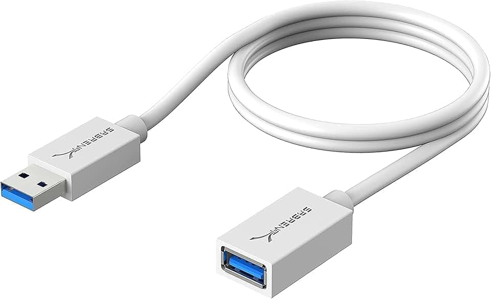 SABRENT USB Verlängerung 3.2x1 Kabel 90cm, USB A Stecker auf A Buchse, Verlängerungskabel 5Gbps Superschnelle für USB-Stick, Tastatur, Drucker, Scanner, PS4, PS5, USB Hub, externe Festplatte (CB-303W)