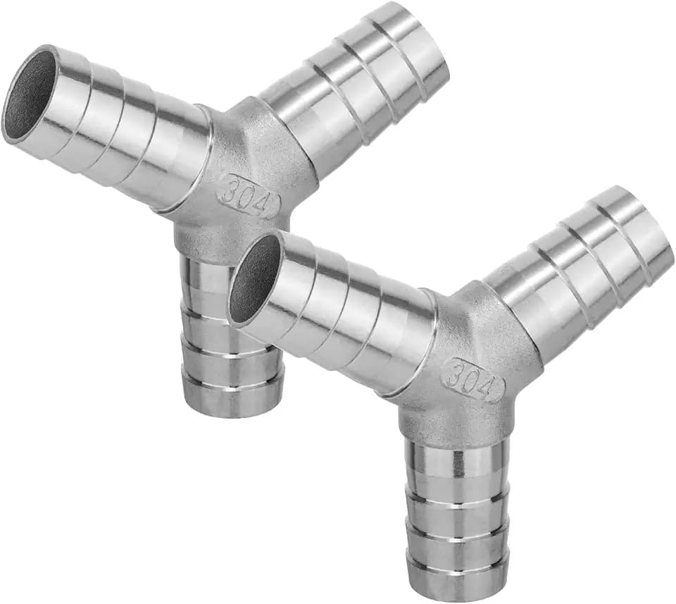 304 Stainless Steel Hose Barb Fitting 1" Barb 3 Way Tee Y Shape Joint Splicer Mender Fitting Union for Water Fuel Air 2PCS