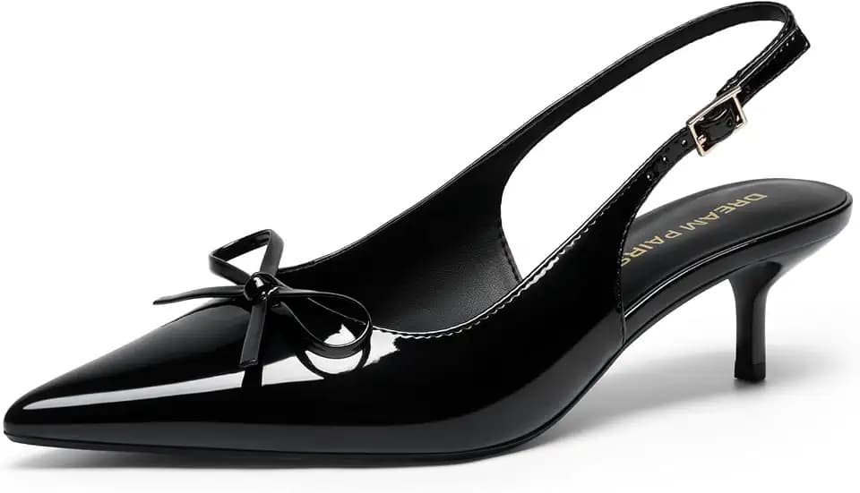 DREAM PAIRS Women Slingback Kitten Pointed Toe Pumps