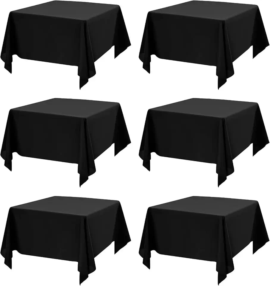 Pesonlook 6 Packs Black Square Tablecloth, 52×52Inch