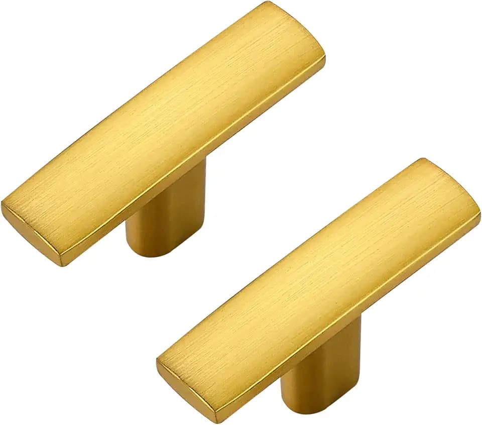 30 Pack Brushed Brass Cabinet Knobs, 2in Length Curved Bar Drawer Pulls