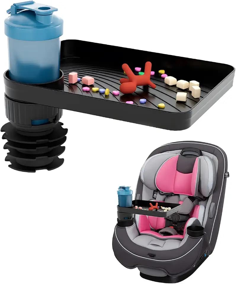 SEVEN SPARTA Car Seat Tray for Kids Fit 3.1"-3.5"Cup Holders for Snack, Toy