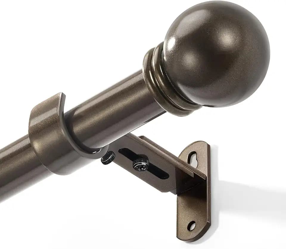 Curtain Rods for Windows 16-48", 6/8 In Brown Curtain Rod, 1 Pack