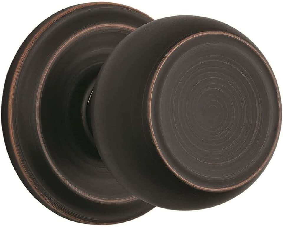 BRINKS - Stafford Indoor Passage Hall Closet Door Knob Set, Tuscan Bronze - Non-Locking Home Interior Bronze Decor Hall Closet Door Knob Handle Set