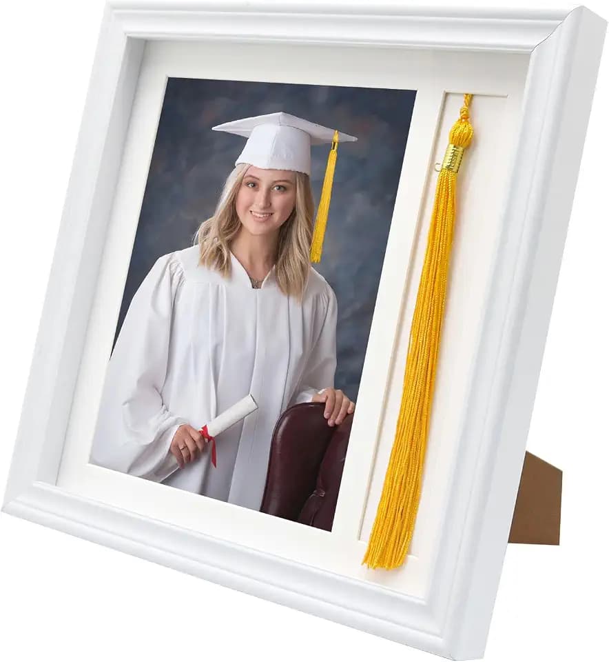 FramePro 8x10 Graduation Picture Frame with Tassel Holder, White/White Mat
