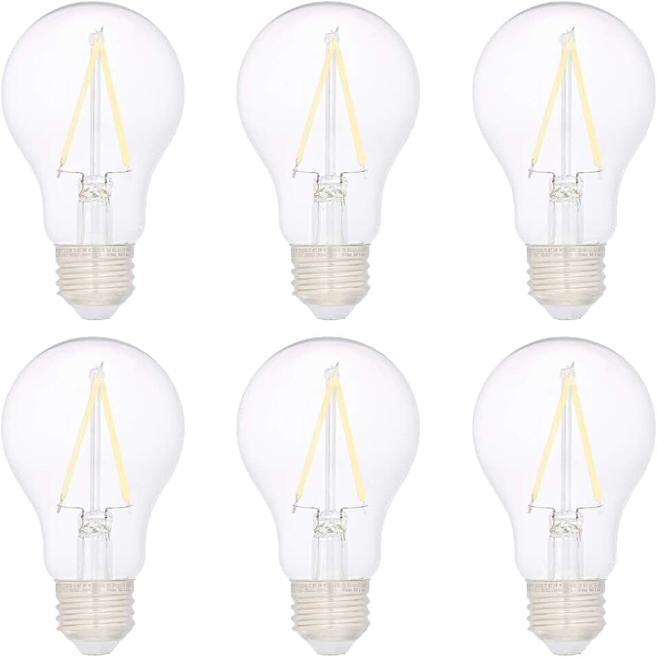 Amazon Basics A19 LED Light Bulbs, 40W Equivalent, Daylight White 5000K, Non-Dimmable, 10,000 Hour Lifetime, 6-Pack