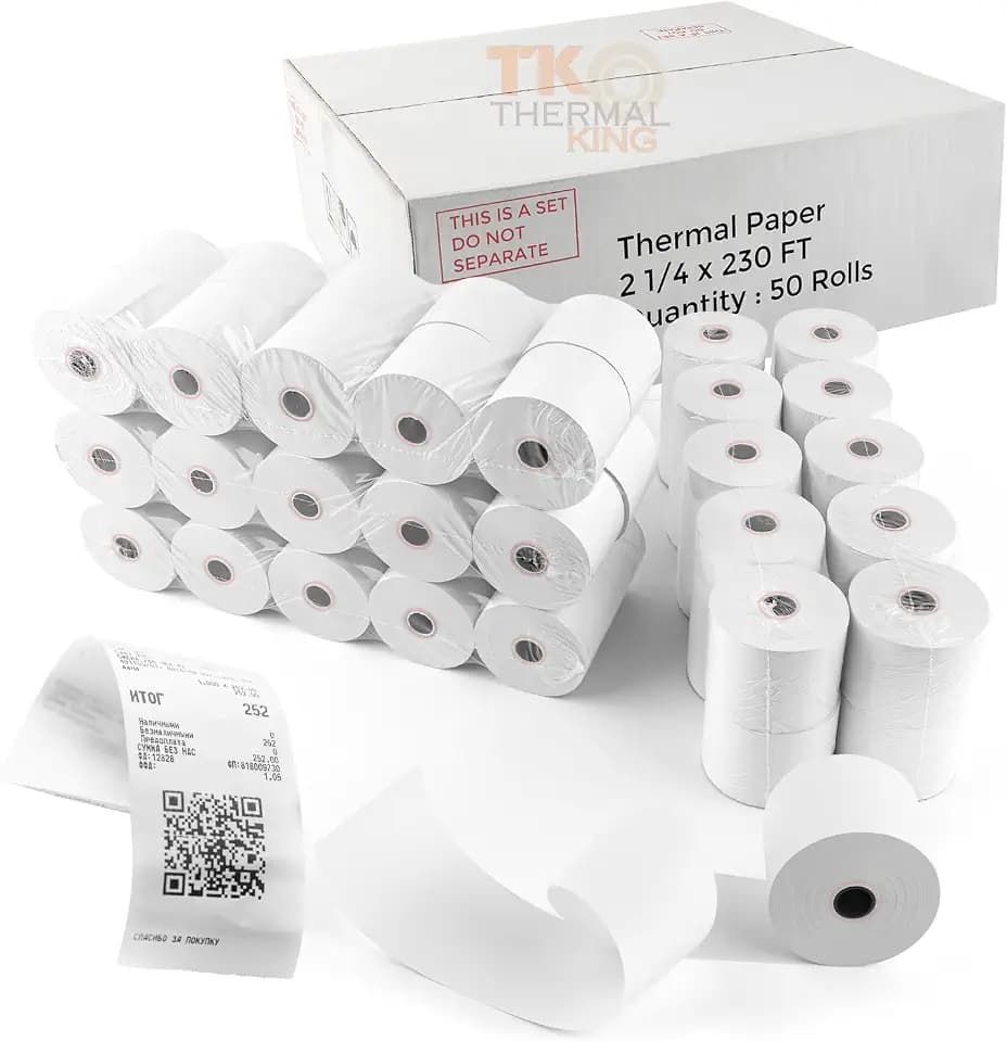 2 1/4" x 230' Credit Card Thermal Receipt Paper 50 Rolls