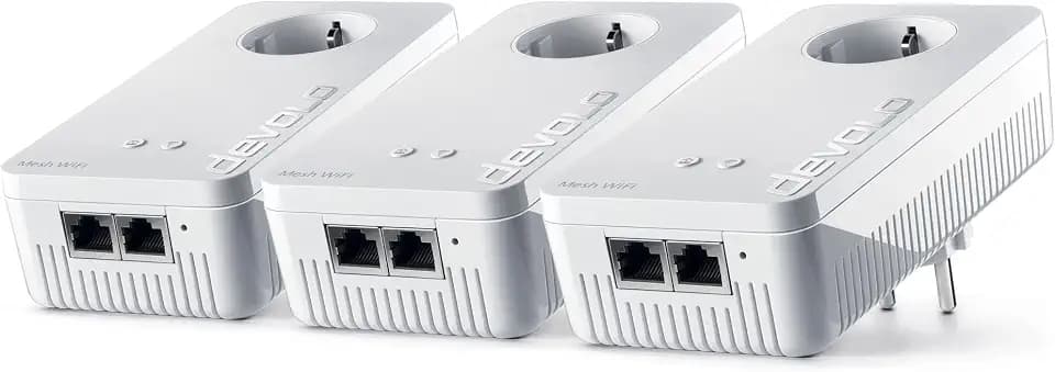 devolo Mesh WiFi Adapter, Mesh WLAN 2 Multiroom Kit - bis zu 1.200 Mbit/s, WLAN Mesh Netzwerk, 6X Gigabit LAN Anschluss, WLAN Steckdose, dLAN 2.0, weiß