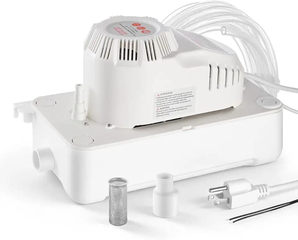 VEVOR Condensate Pump, 1/12 HP, 90 GPH, 20 ft Lift, 115V Automatic AC Condensation Removal Pump with Safety Switch 20 ft Tubing, for Air Conditioner, Dehumidifier, HVAC, Furnace, Ice Maker Water Drain