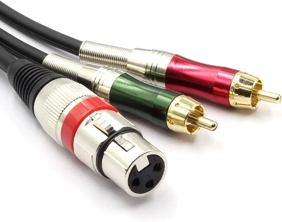 XLR Buchse zu 2 x Phono RCA Stecker Adapter Y Splitter Patch Kabel, XLR Buchse 3 Pin zu Dual RCA Stecker Stereo Audio Kabel Stecker (1.5M/5FT)
