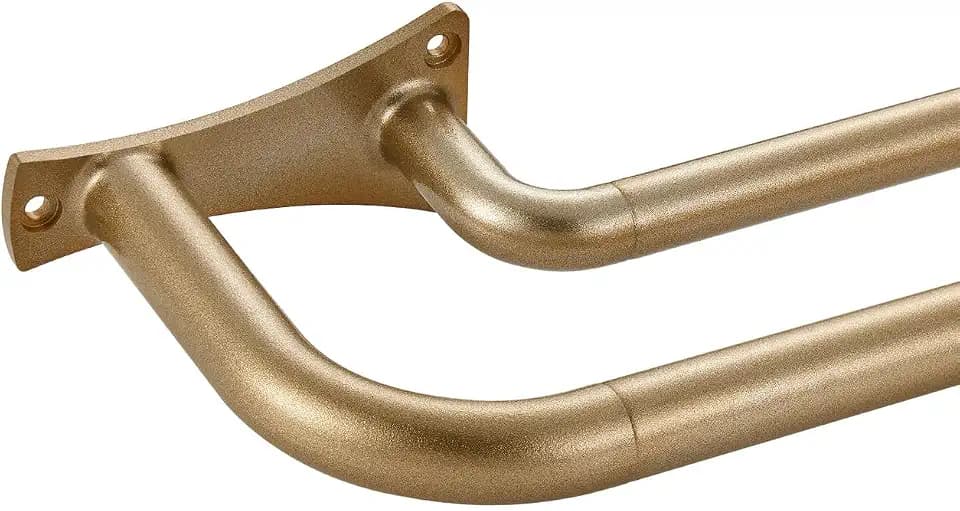 Antique Gold Double Curtain Rods, 48-84 Inch, Room Darkening, Wrap Around, Adjustable Length, Sturdy Aluminum Alloy, Wall Mounted, 30lb Weight Capacity