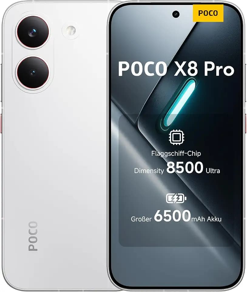 XIAOMI Poco X8 Pro 8+256GB, Unlocked, Dimensity 8500-Ultra, 6500mAh, 50MP Sony IMX882 OIS, AMOLED, Weiß, 3J Garantie